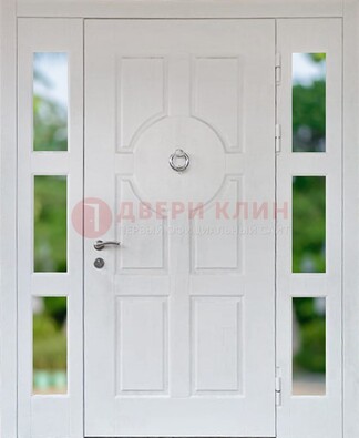Белая стальная дверь со стеклом и фрамугами ДС-20 в Лыткарино
