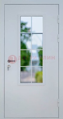 Белая железная дверь порошок со стеклом ДС-31 в Лыткарино