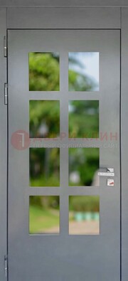 Серая металлическая дверь со стеклом ДС-78 в Лыткарино