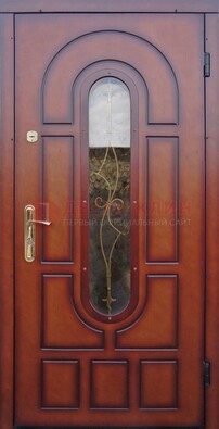 Яркая металлическая дверь Винорит со стеклом и ковкой ДСК-268 в Лыткарино