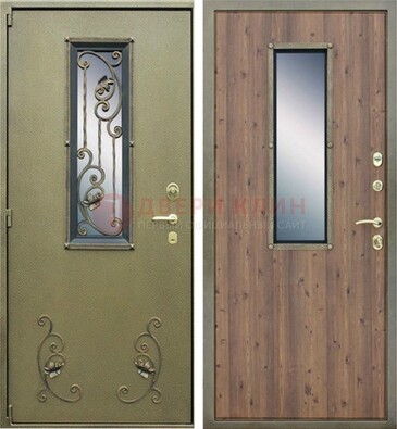 Офисная железная дверь со стеклом и ковкой ДСК-44 в Лыткарино