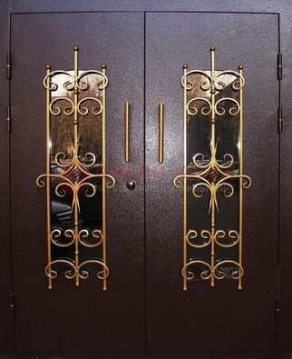 Металлическая дверь с ковкой и остеклением ДСК-49 в Лыткарино