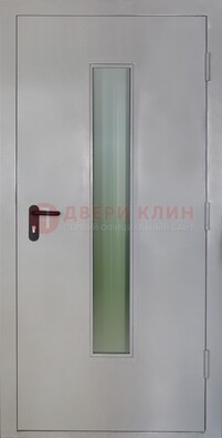 Белая металлическая противопожарная дверь со стеклянной вставкой ДТ-2 в Лыткарино
