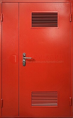 Красная железная техническая дверь с вентиляционными решетками ДТ-4 в Лыткарино