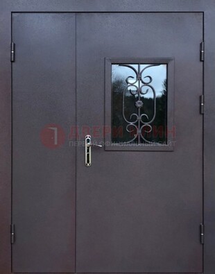 Тамбурная дверь Порошок со стеклом и ковкой ДТМ-48 в Лыткарино