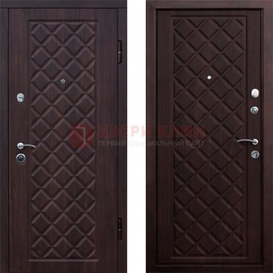 Коричневая металлическая дверь с МДФ с двух сторон ДМ-1555 в Лыткарино