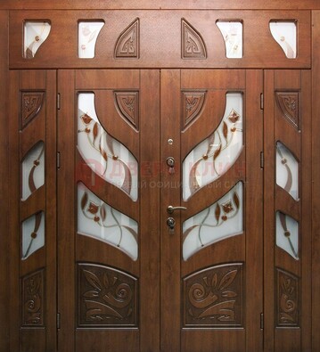 Элитная двухстворчатая дверь с витражным стеклом ДВТ-173 в Лыткарино