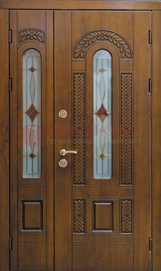 Темная стальная дверь с виноритом и стеклом ДВТ-179 в Лыткарино
