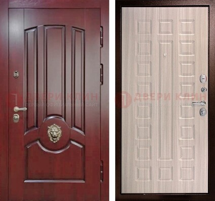 Темно-красная входная дверь с виноритом ДВТ-234 в Лыткарино