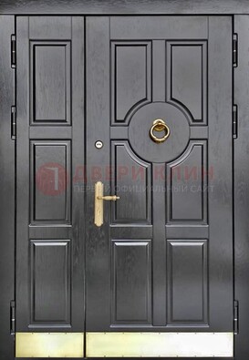 Черная металическая дверь с виноритом для дома ДВТ-241 в Лыткарино