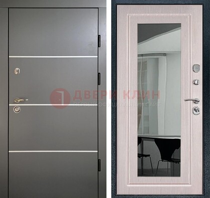 Черная металлическая дверь с зеркалом ДЗ-12 в Лыткарино