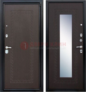 Темная стальная дверь с зеркалом ДЗ-20 в Лыткарино