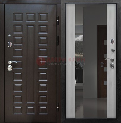 Коричневая металлическая дверь с зеркалом ДЗ-22 в Лыткарино