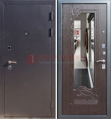 Черная входная дверь с зеркалом МДФ внутри ДЗ-29 в Лыткарино