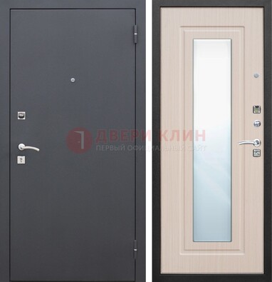 Черная входная дверь с зеркалом МДФ внутри ДЗ-31 в Лыткарино