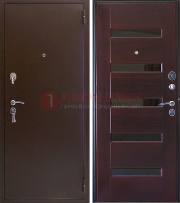 Темная железная дверь с зеркалом ДЗ-42 в Лыткарино