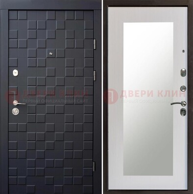 Черная стальная дверь МДФ и зеркалом ДЗ-50 в Лыткарино
