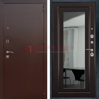 Металлическая дверь с порошковым напылением с МДФ и зеркалом ДЗ-61 в Лыткарино