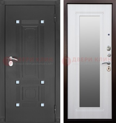 Стальная черная дверь МДФ с зеркалом ДЗ-76 в Лыткарино