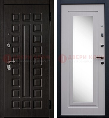 Черная филенчатая металлическая дверь МДФ с зеркалом ДЗ-83 в Лыткарино