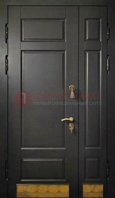 Черная полуторная железная дверь для частного дома ПЛ-2 в Лыткарино
