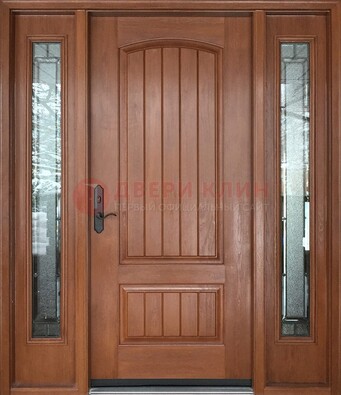 Стальная дверь с массивом дуба и витражом для дома ВЖ-17 в Лыткарино