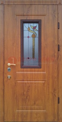 Железная дверь с МДФ и витражом ВЖ-24 в Лыткарино