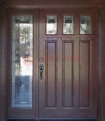 Широкая стальная дверь с МДФ и витражом ВЖ-25 в Лыткарино